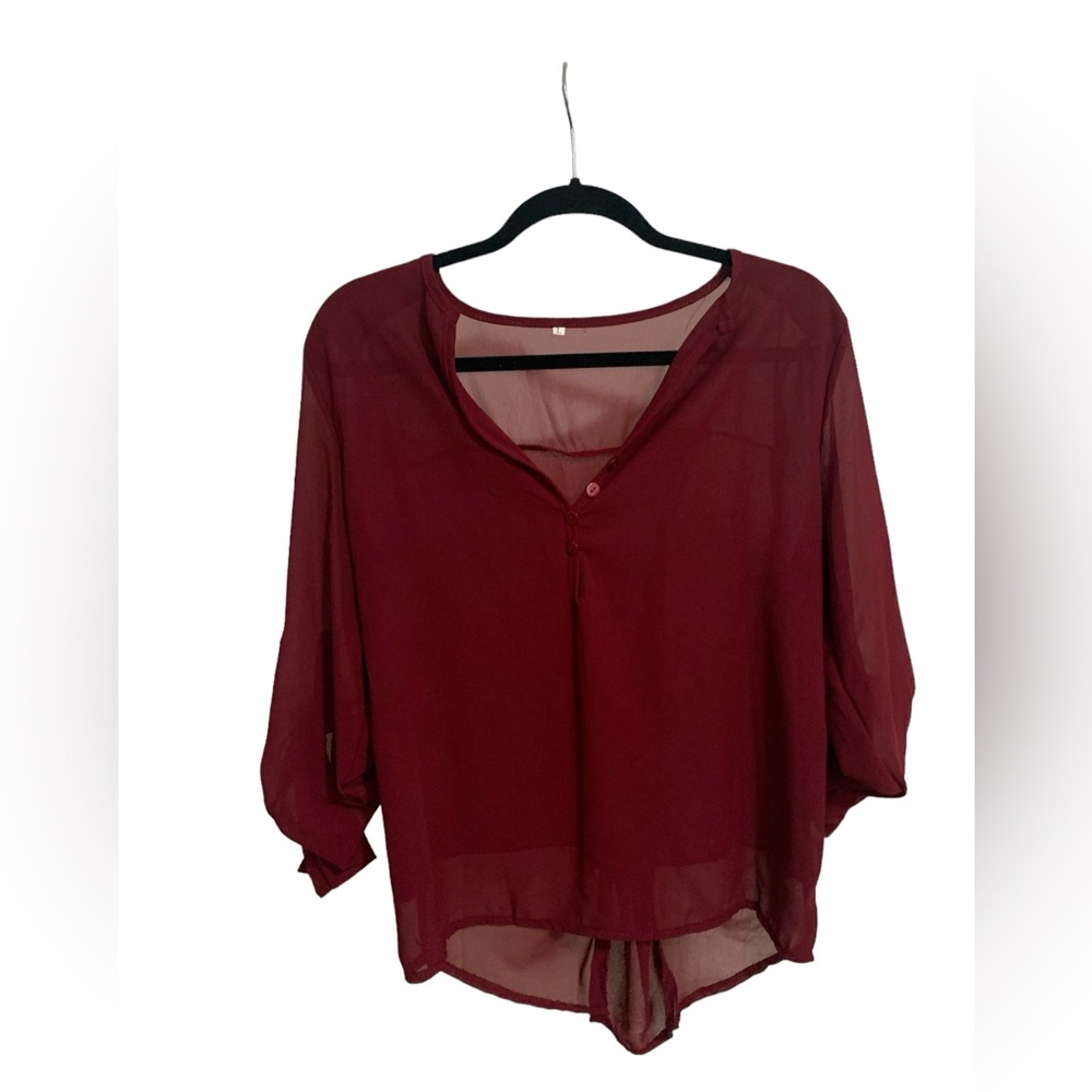 Deep red sheer blouse